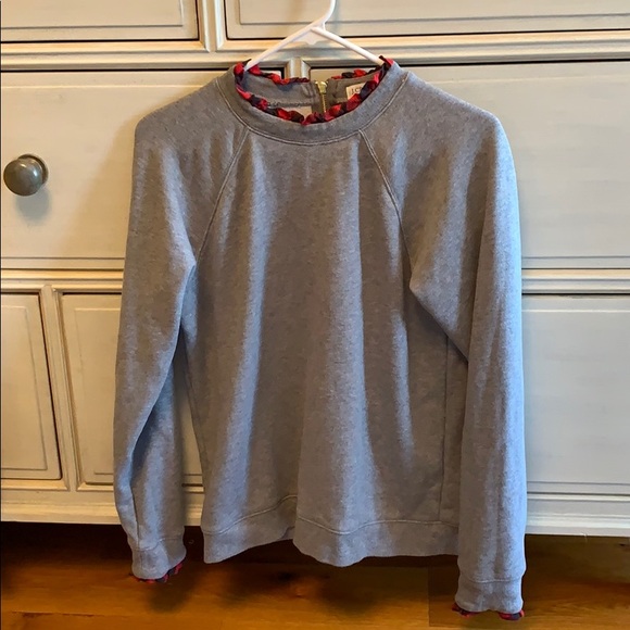 Grey sweater with gold + plaid detail! - Picture 2 of 3